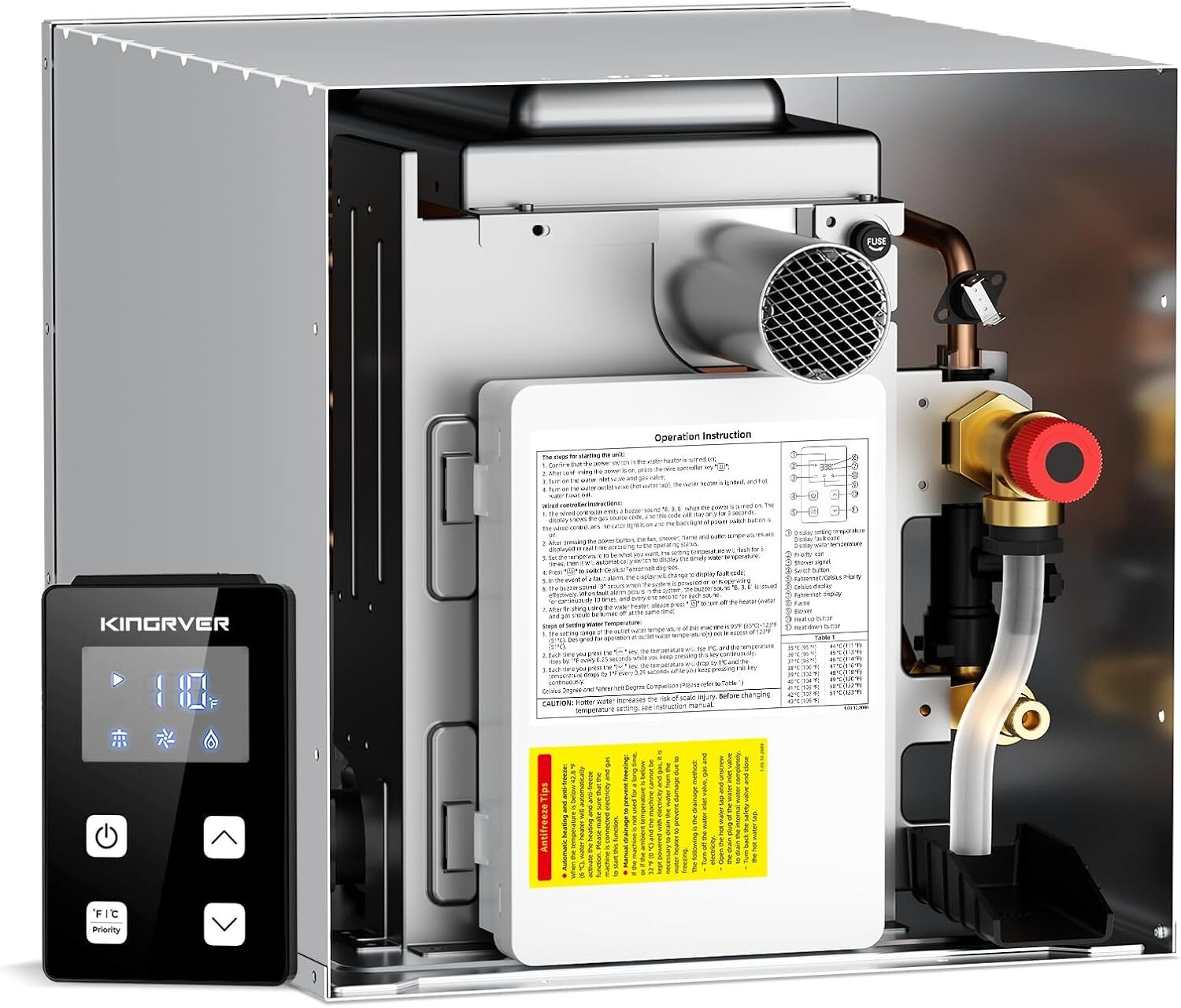 65,000 BTU RV Tankless Water Heater W/0 Door 3.8 GPM On-Demand Hot Water Used