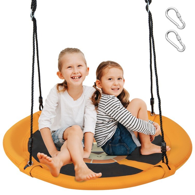 40" Outdoor Round Saucer Tree Swing WaterProof w/Adjustable Ropes & Carabiners