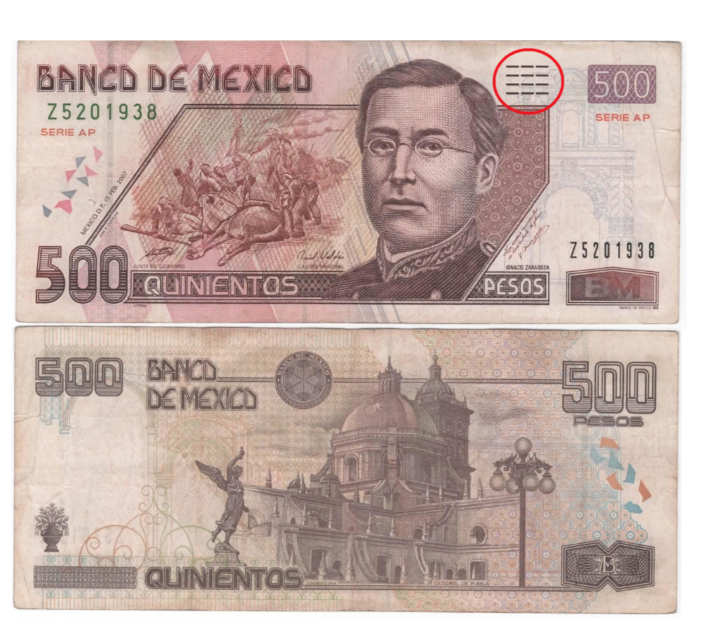 500 PESOS MEXICO BILLETE IGNACIO ZARAGOZA CIRCULATED 500 PESOS BILL