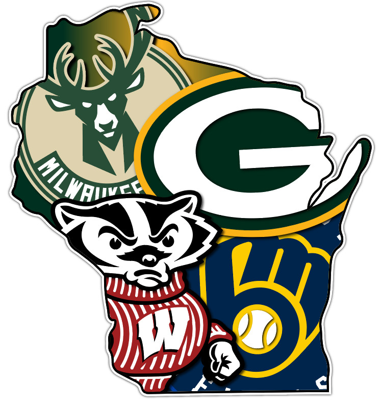 Wisconsin State Badgers Bucks Brewers Packers Vinyl Sticker Decal Car Cornhole