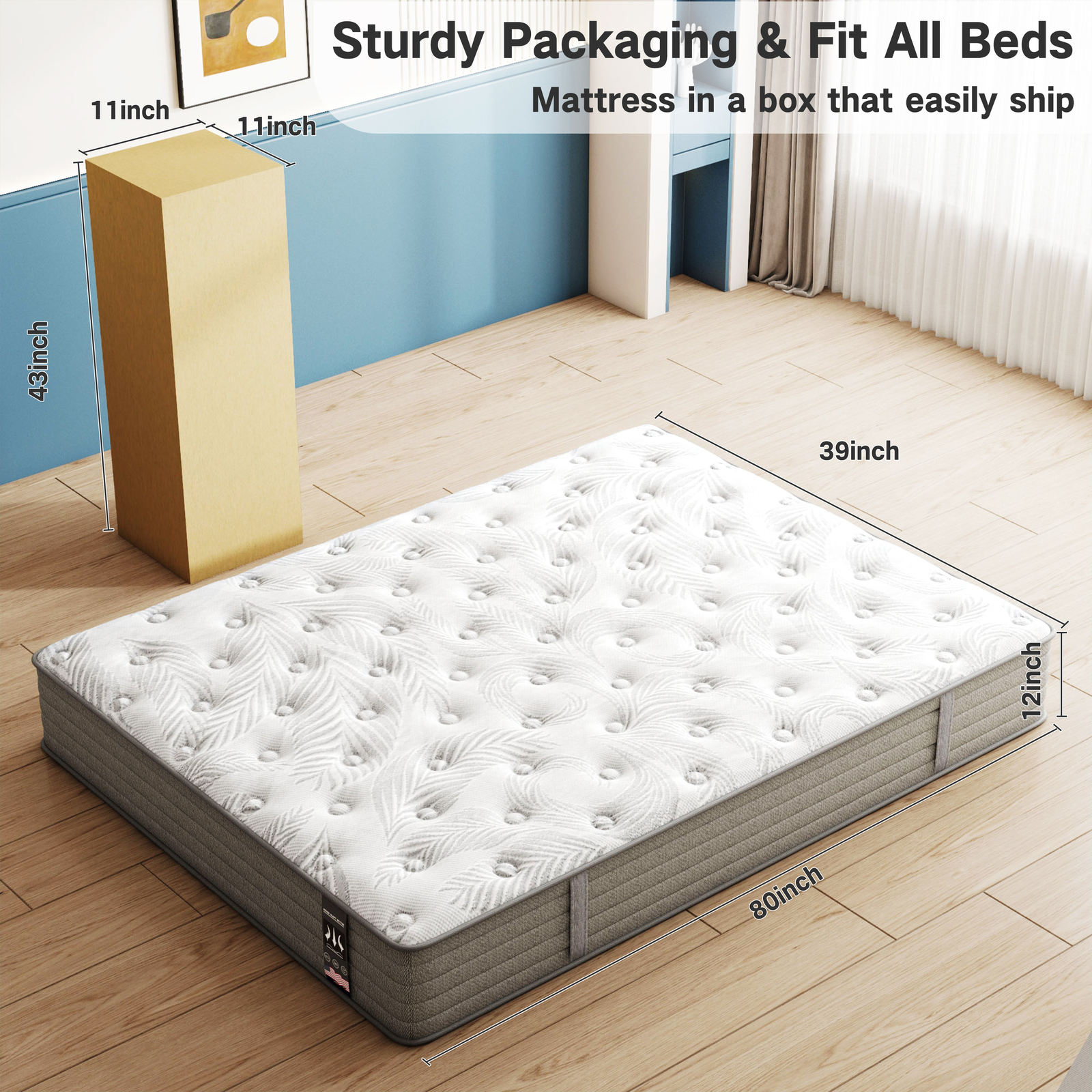 12" Twin Full Queen King Size Gel Memory Foam Hybrid Mattress, Mattress In A Box