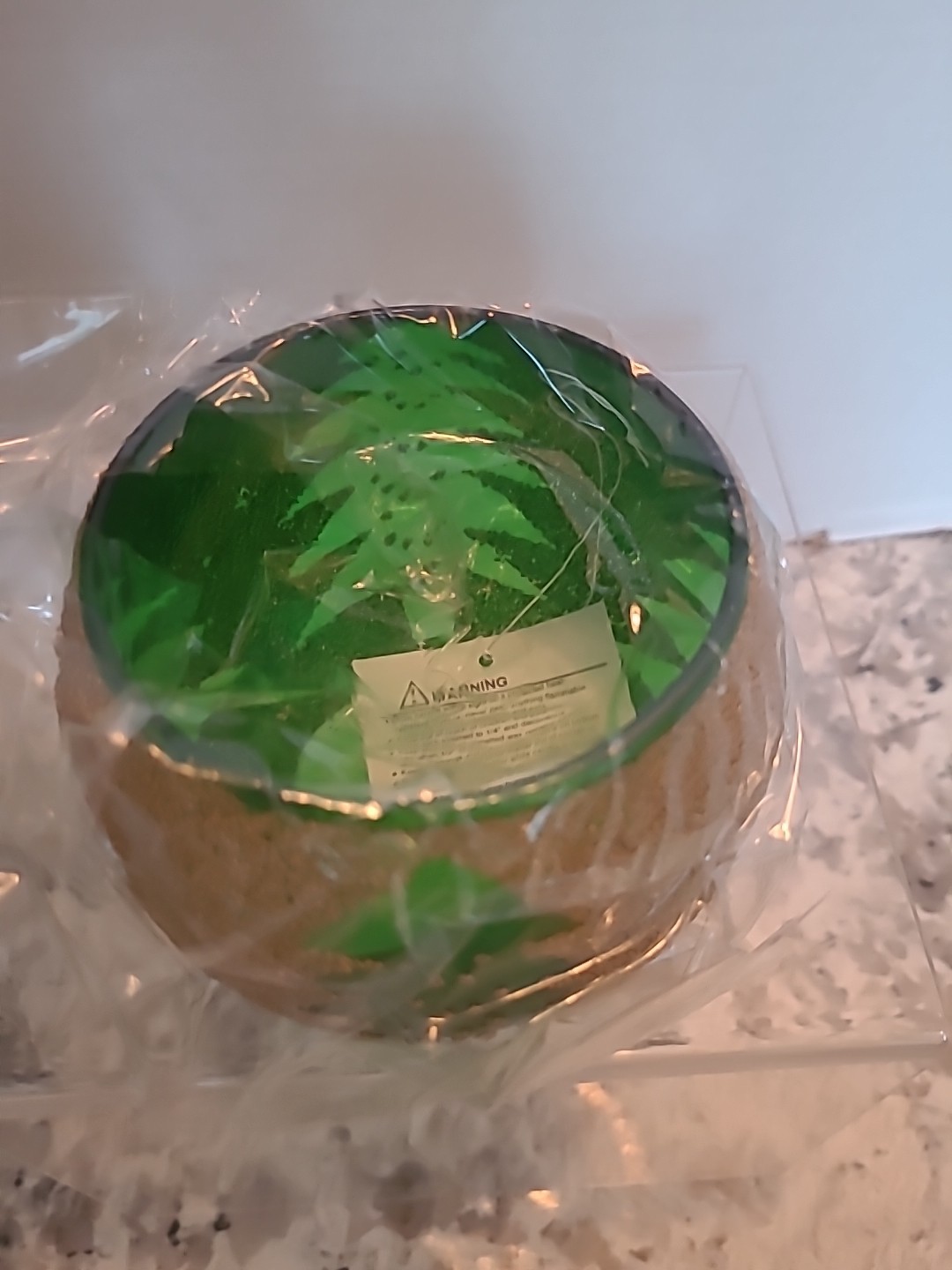 Home Interiors Green Gold Glass Christmas Trees Candle Holder 55029