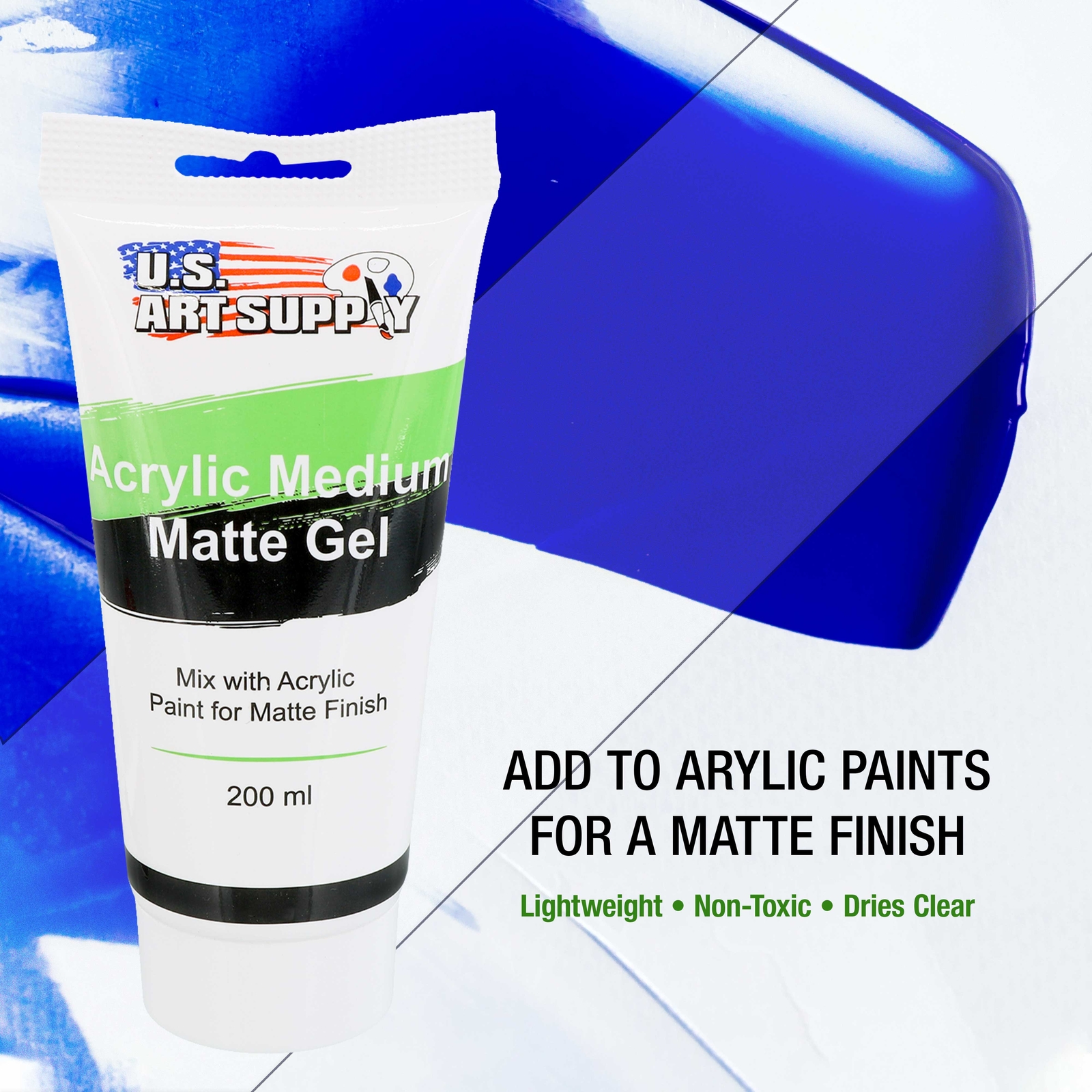 U.S. Art Supply Gel Medium Matte Acrylic Medium, 200ml Tube