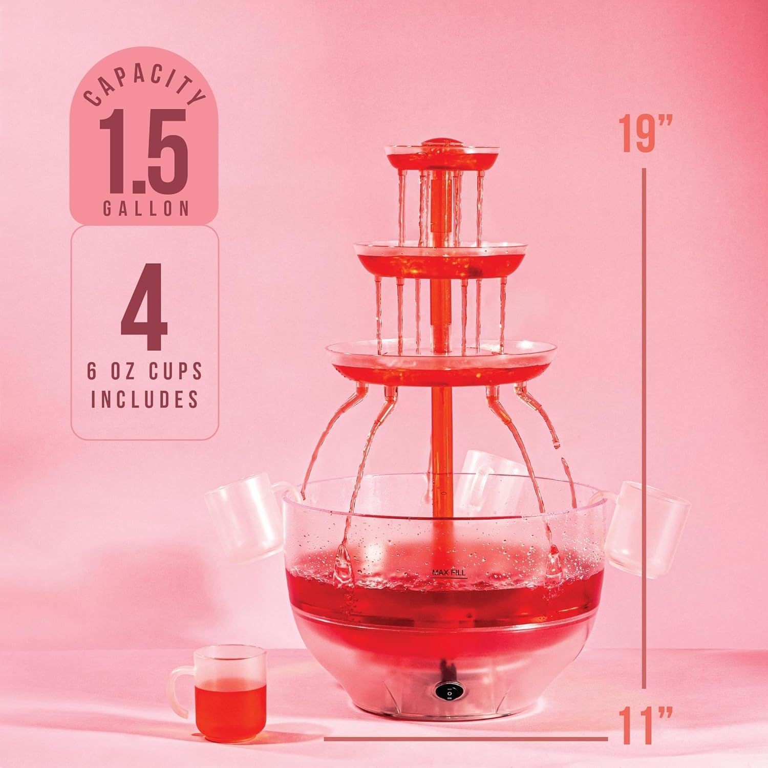 Drink Fountain for Parties - 1.5 Gal, 3 Tier Punch Bowl Champagne Tower