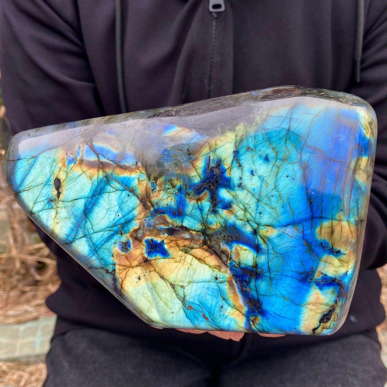 4.57LB Top natural Labrador flash moonstone quartz crystal mineral specimen