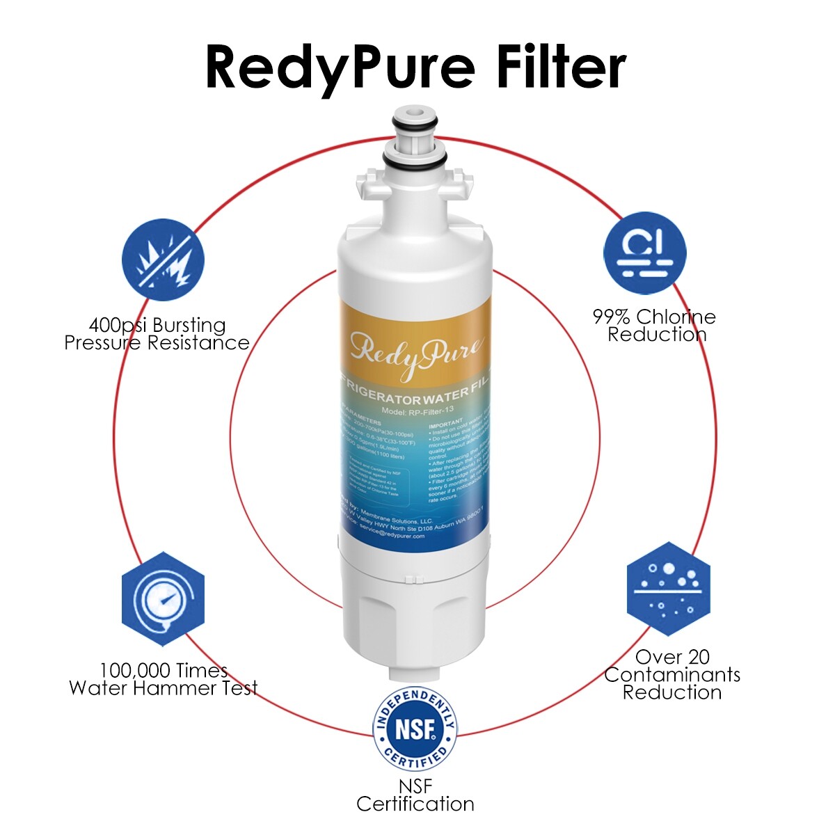 6 Pack Water Filter for LG LT700P ADQ36006101 HDX FML-3 9690 WF700 Refrigerator