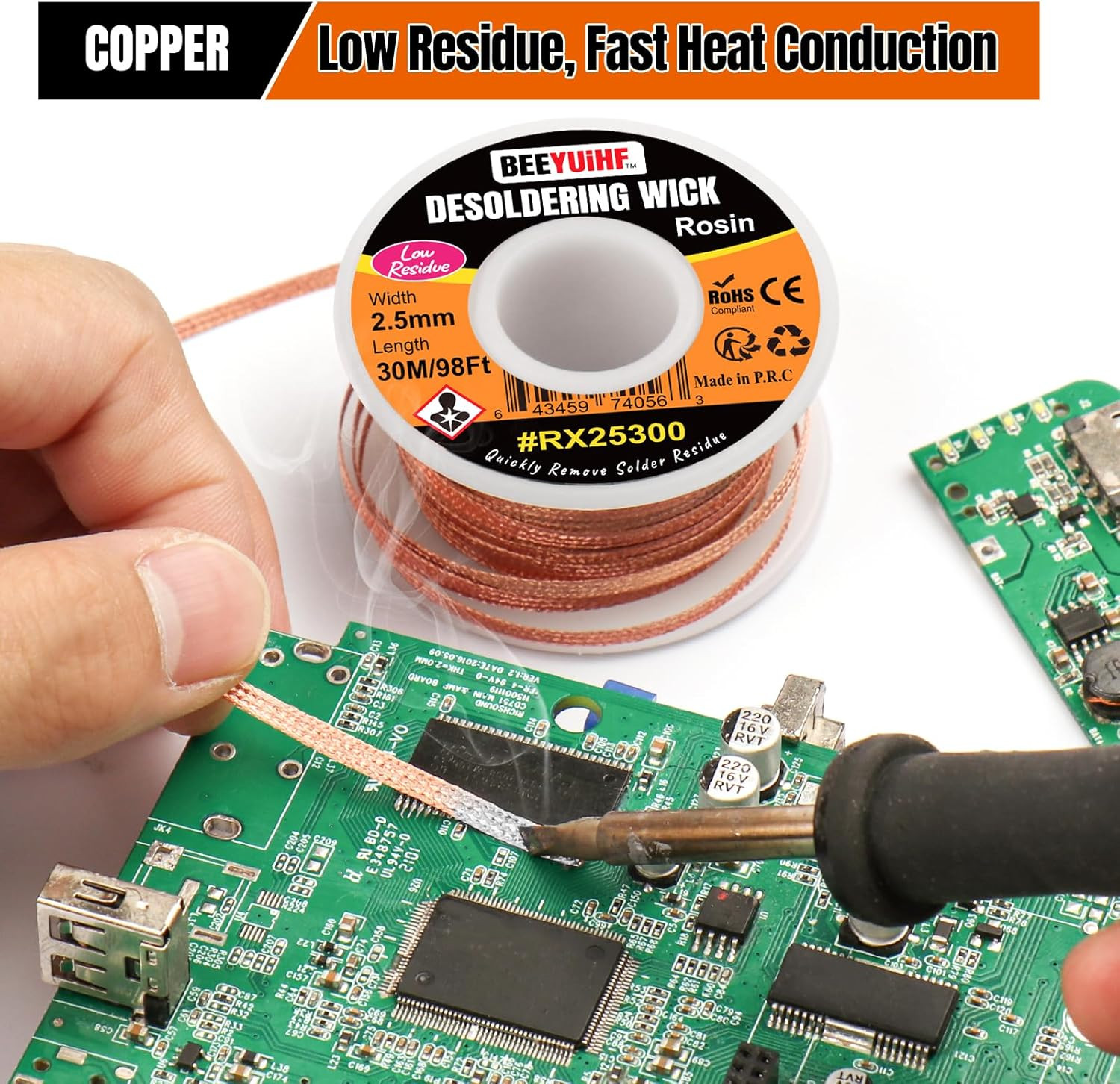 Desoldering Wick Braid 30M - 98ft Length 2.5mm Width Solder Wick Braid with F...