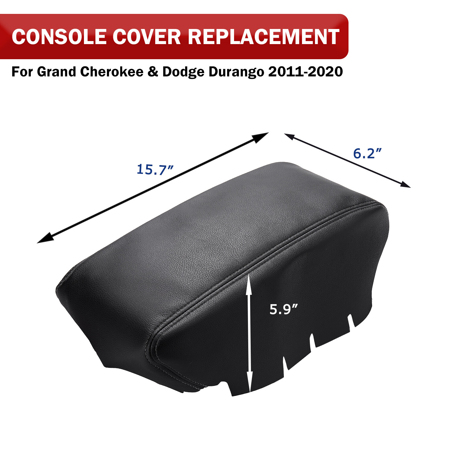 Fits 2011-2020 Dodge Durango Middle Console Lid Armrest Replacement Cover Black