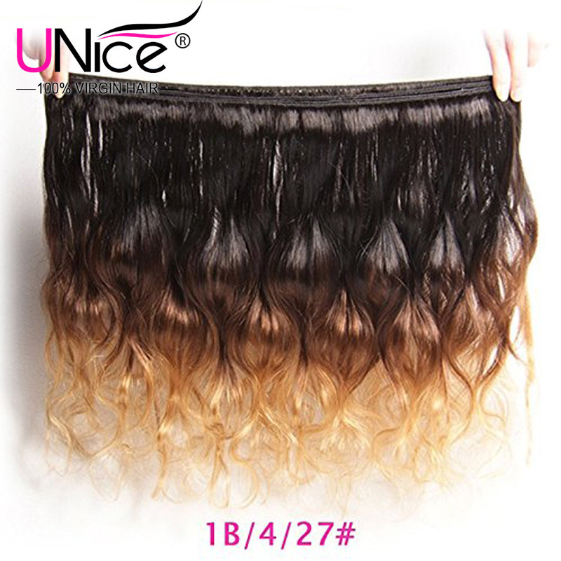 UNice 8A Brazilian Ombre Body Wave Human Hair Bundles Weaves 16"-26" US T1B/4/27