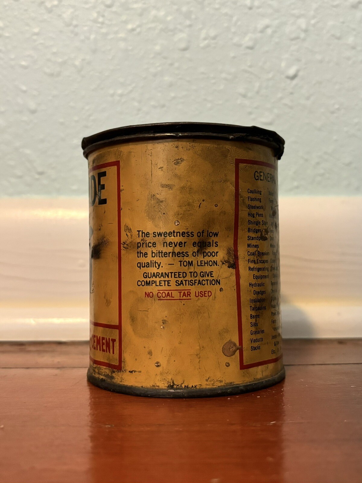 Vintage Mule-Hide Roofs plastic stay-tite cement 1 lb can, The Lehon Co, Chicago