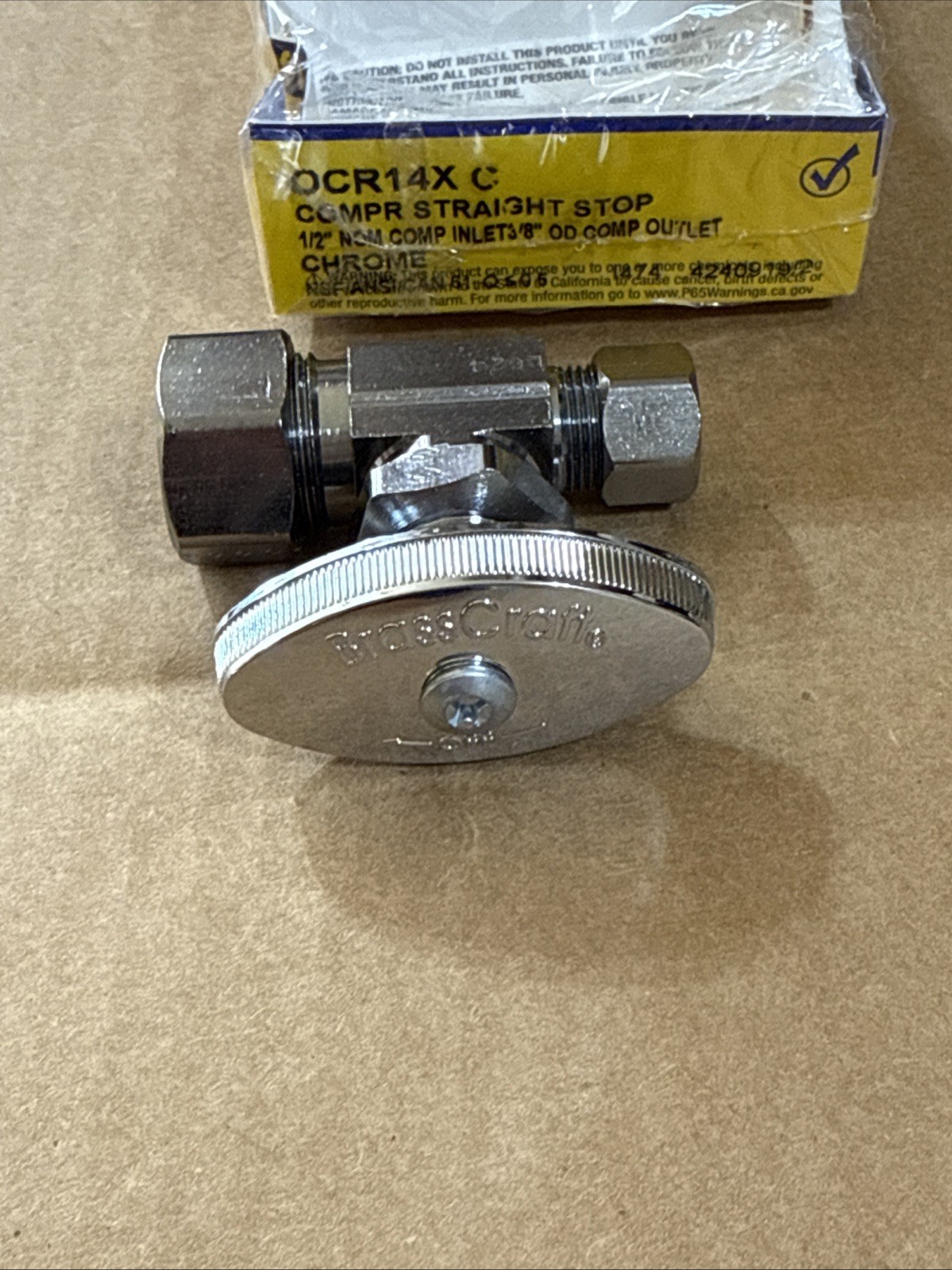 5-Pack BrassCraft OCR14X C 1/2 X 3/8 Compression Straight Stop Valve, New