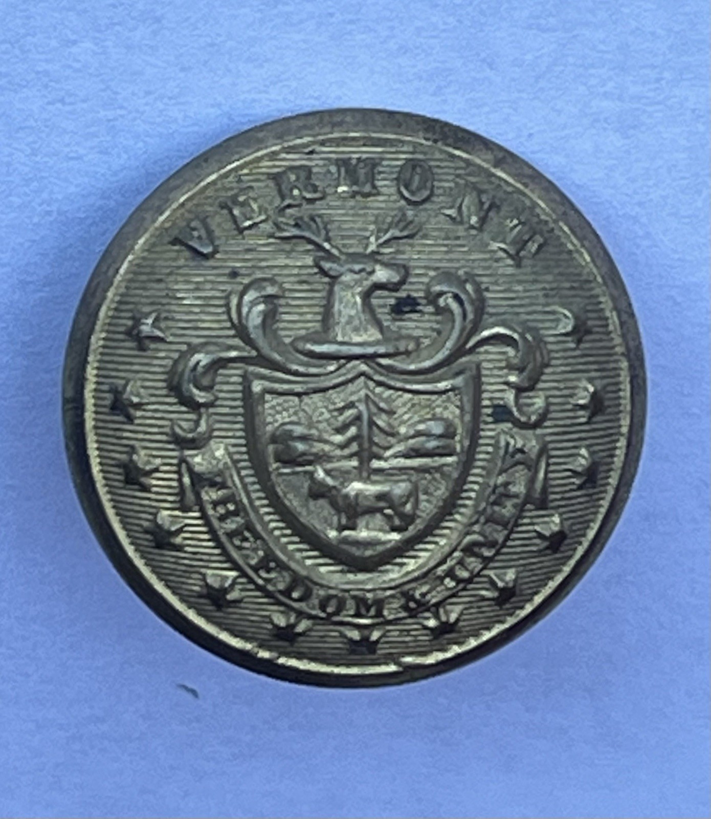 Vermont Civil War - Indian War Button 2 piece Waterbury