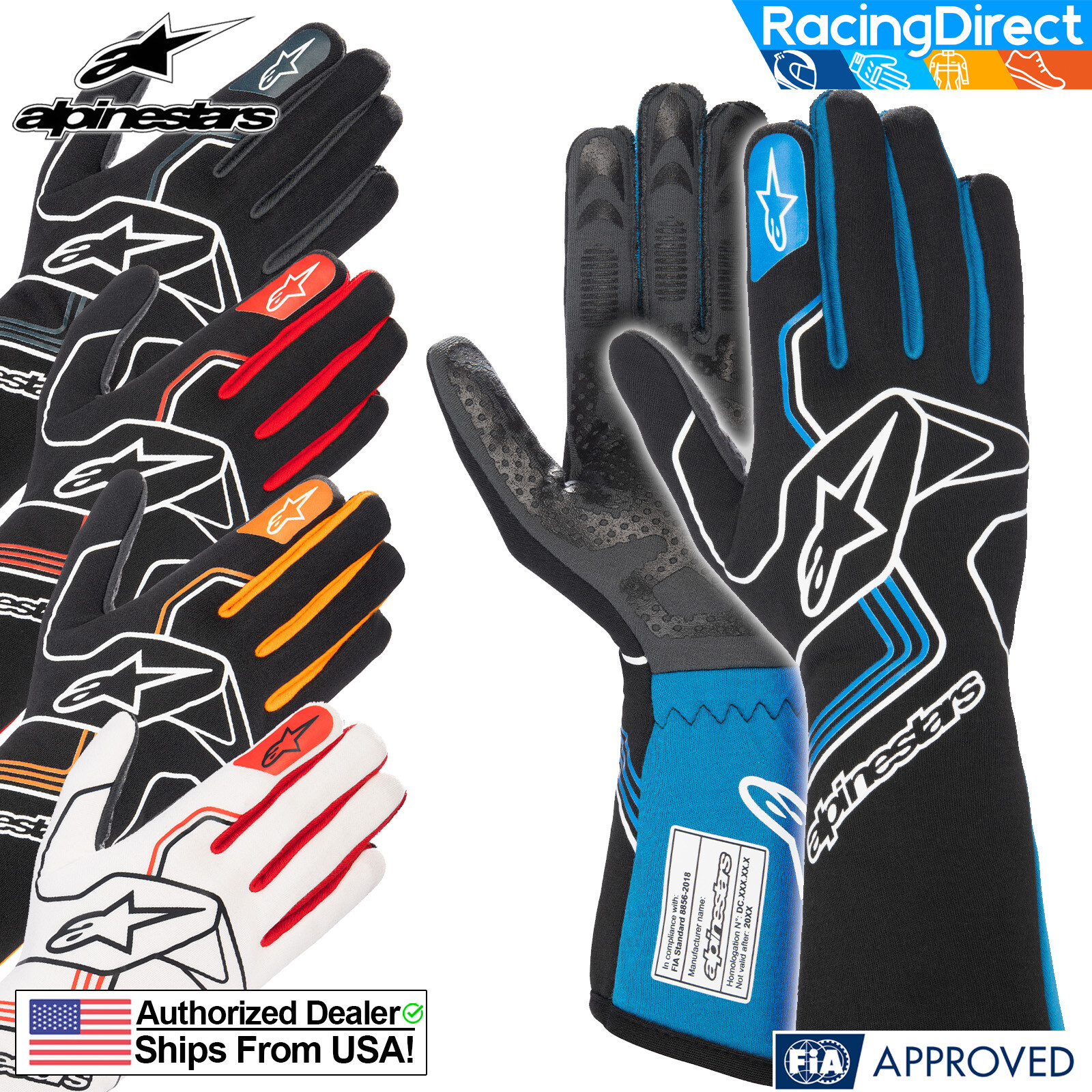 Alpinestars - Tech-1 Race v3 FIA Auto Racing Gloves | FIA8856 Rated Gloves