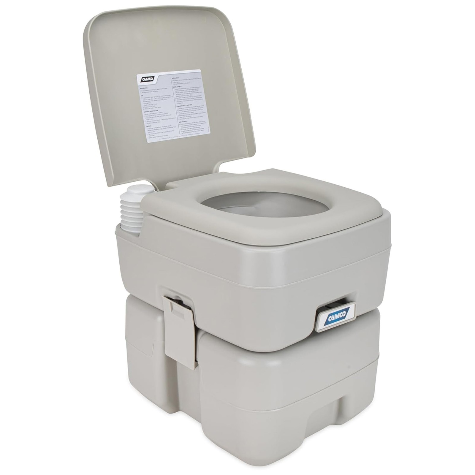 Camco 5.3 Gallon Portable Toilet with Detachable Holding Tank and Carry Handle