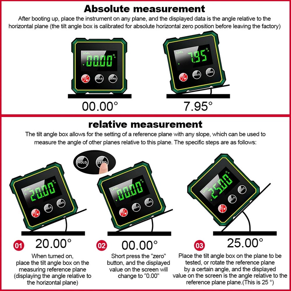 Digital Angle Finder W/ Laser Level Inclinometer Magnetic Angle Gauge Protractor