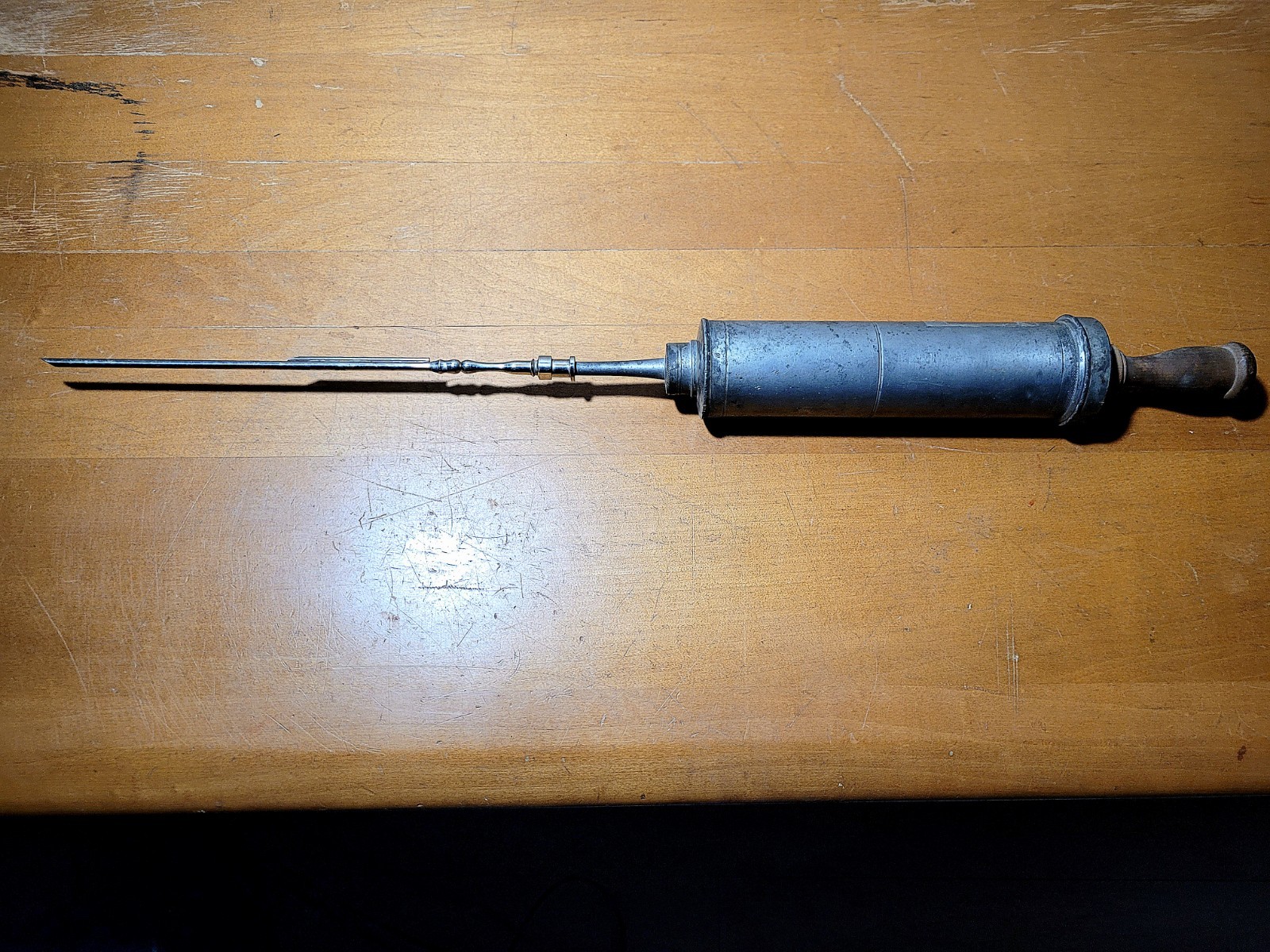 Antique 1830's Pewter Medical Embalming Syringe Medical Oddities Large Needle