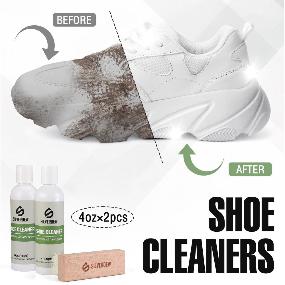 7PIECE Shoe Cleaning Kit w/2 Bottles Shoe Cleaner 2 Brushes Deodorizer Protector