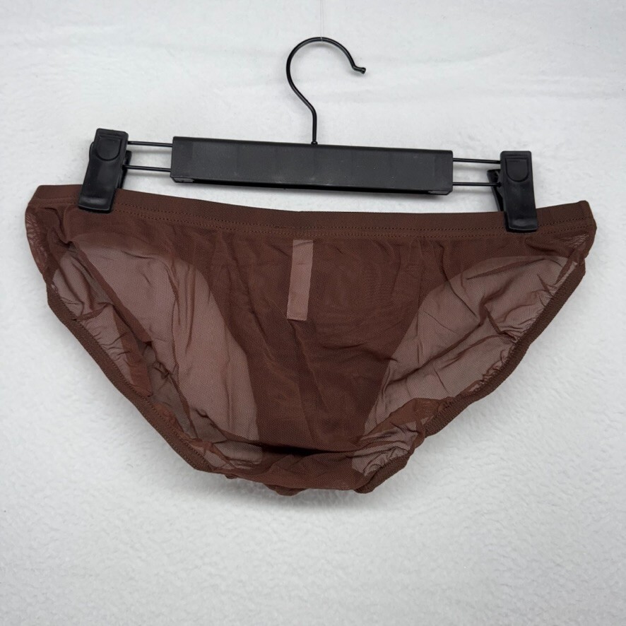 Todd Sanfield Brief underwear men's Medium Brown Leather Defiant Mesh Bikini NEW