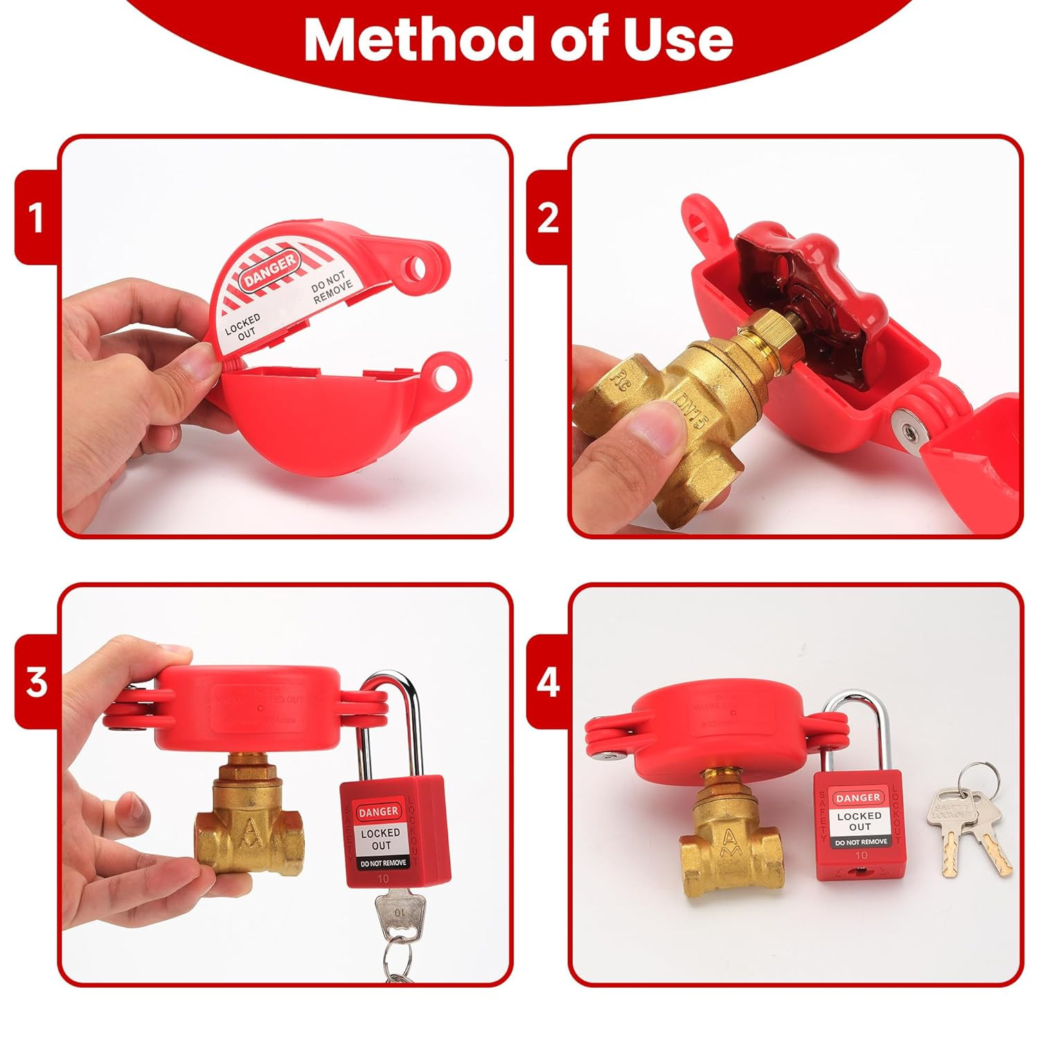 Gate Valve Lockout with Safety Padlock Hose Bib Lock for Water Spigot/Outdoor W