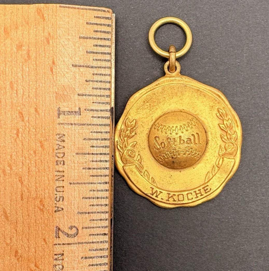 1935 Softball Clyde Park District Champions Medal Pendant Cicero Chicago