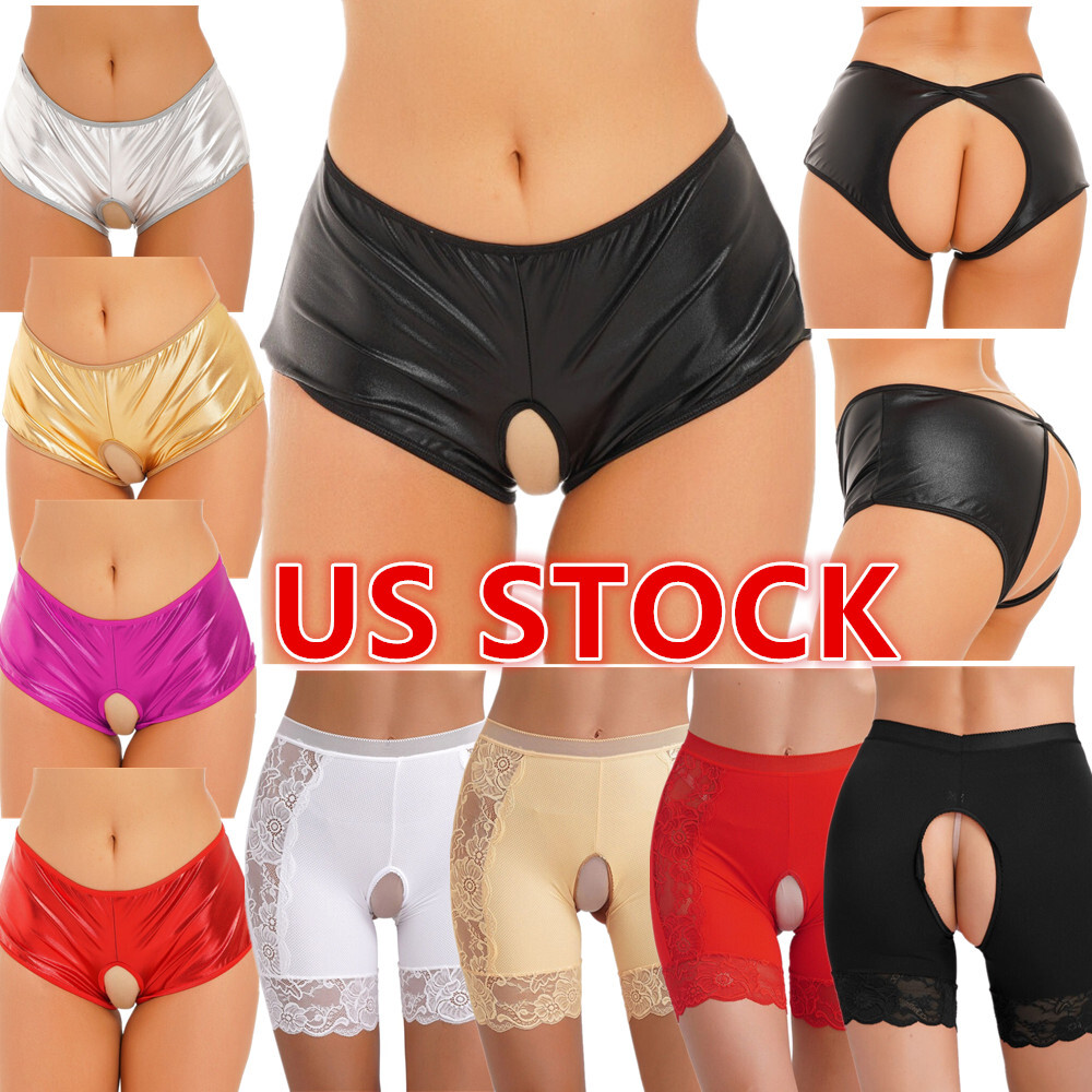 US Women Lace Panties Crotchless Boyshort Brief Underwear Safety Short Shapewear