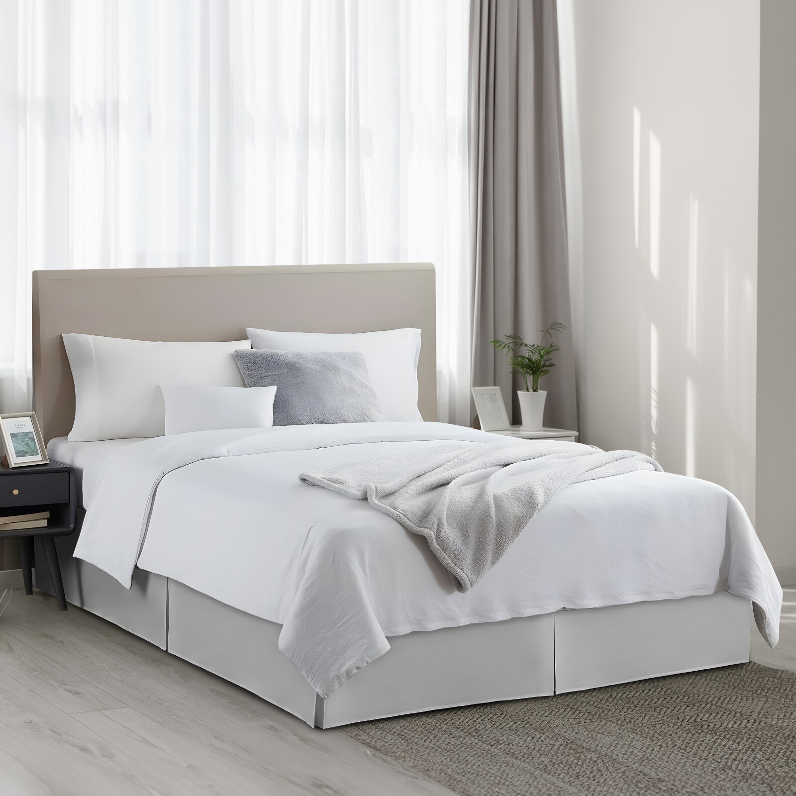 16" Drop Luxury Bed Skirt Solid Microfiber Pleated Premium Tailored Dust Ruffle