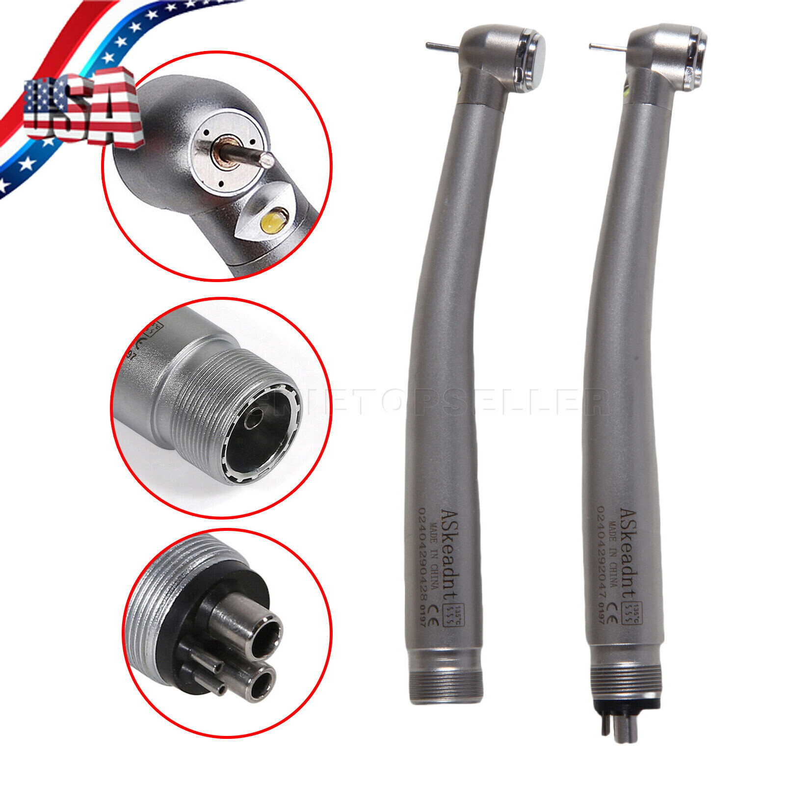 Pieza de mano LED turbina alta velocidad fibra óptica dental estilo NSK 2/4 Hole