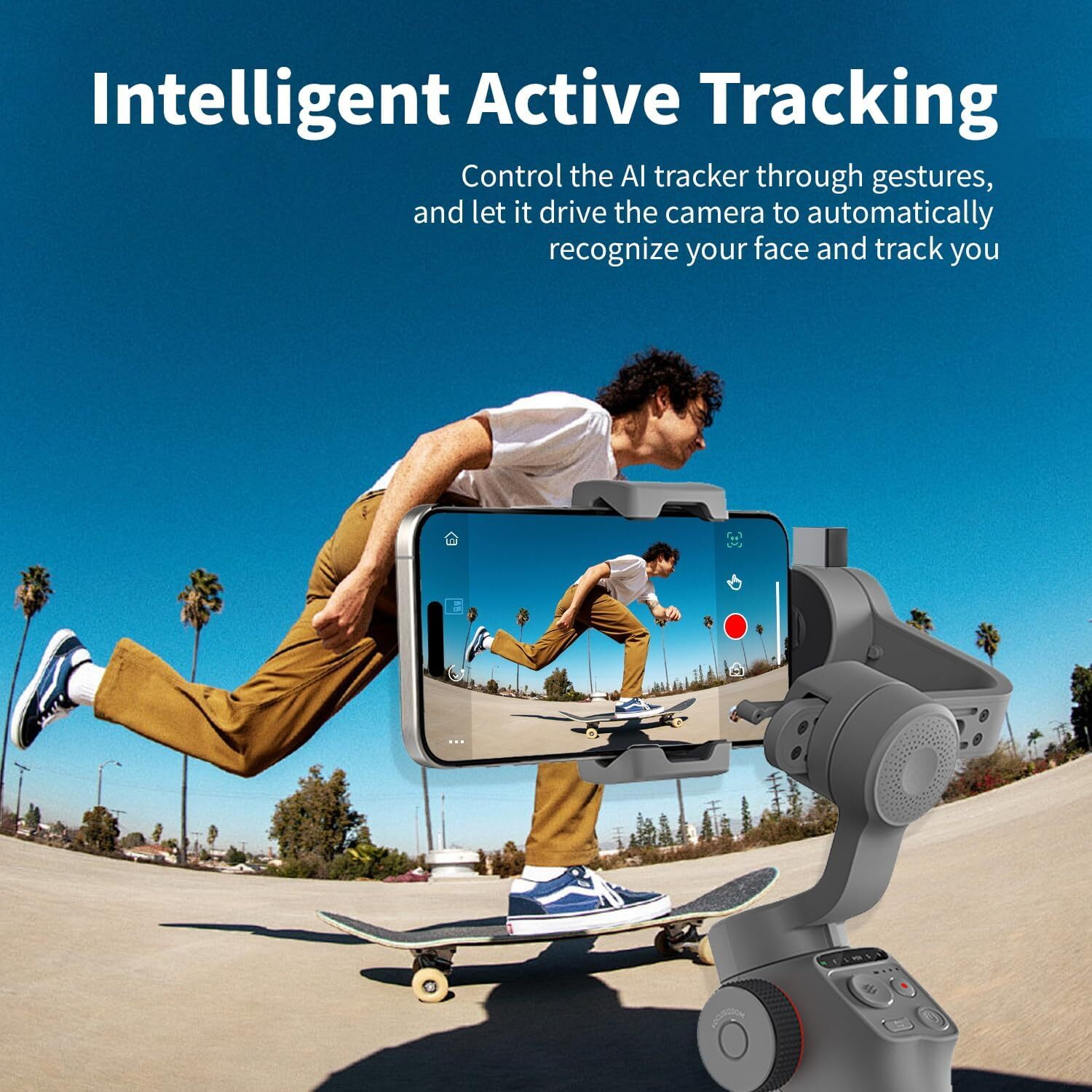 TOALLIN 3-Axis Smartphone Gimbal Stabilizer with AI Tracking for iPhone/Android