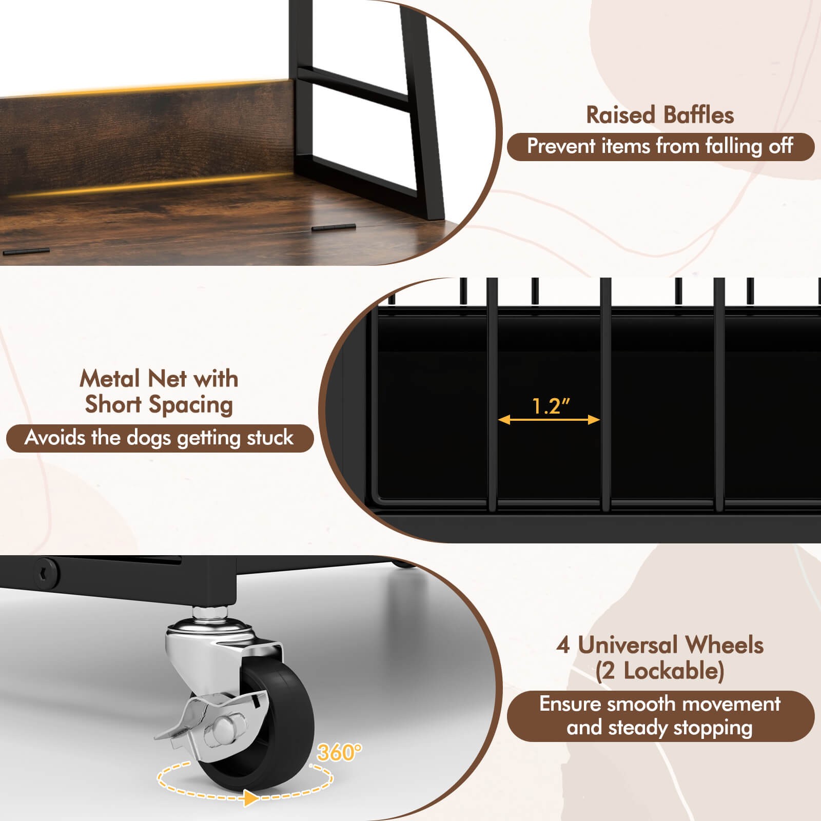 Dog Crate Furniture with Storage Shelves Industrial Dog Kennel w/ Flip-up Top