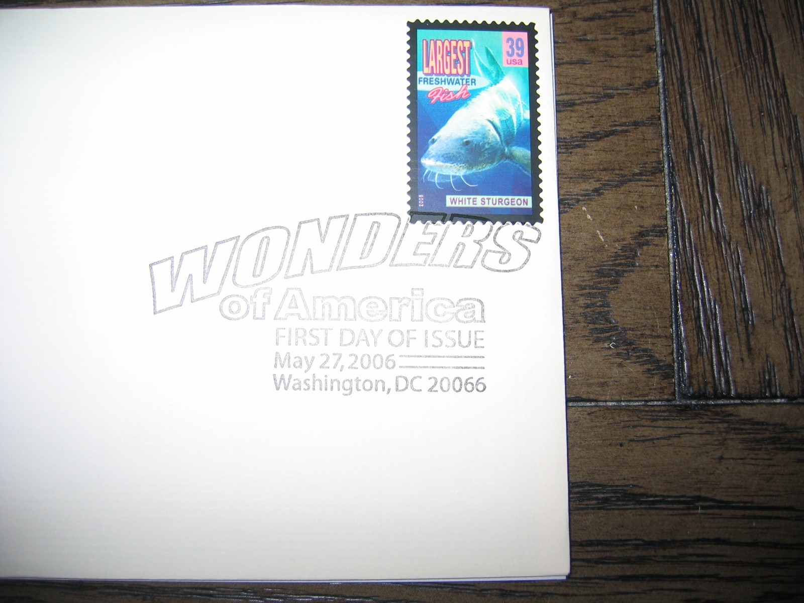 2006 Wonders of America White Sturgeon Largest Fish Replica Golden Cover Stamp