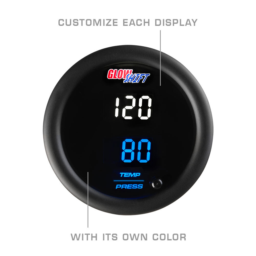 GlowShift 10 Color Digital Dual Temperature & Pressure Combo Gauge