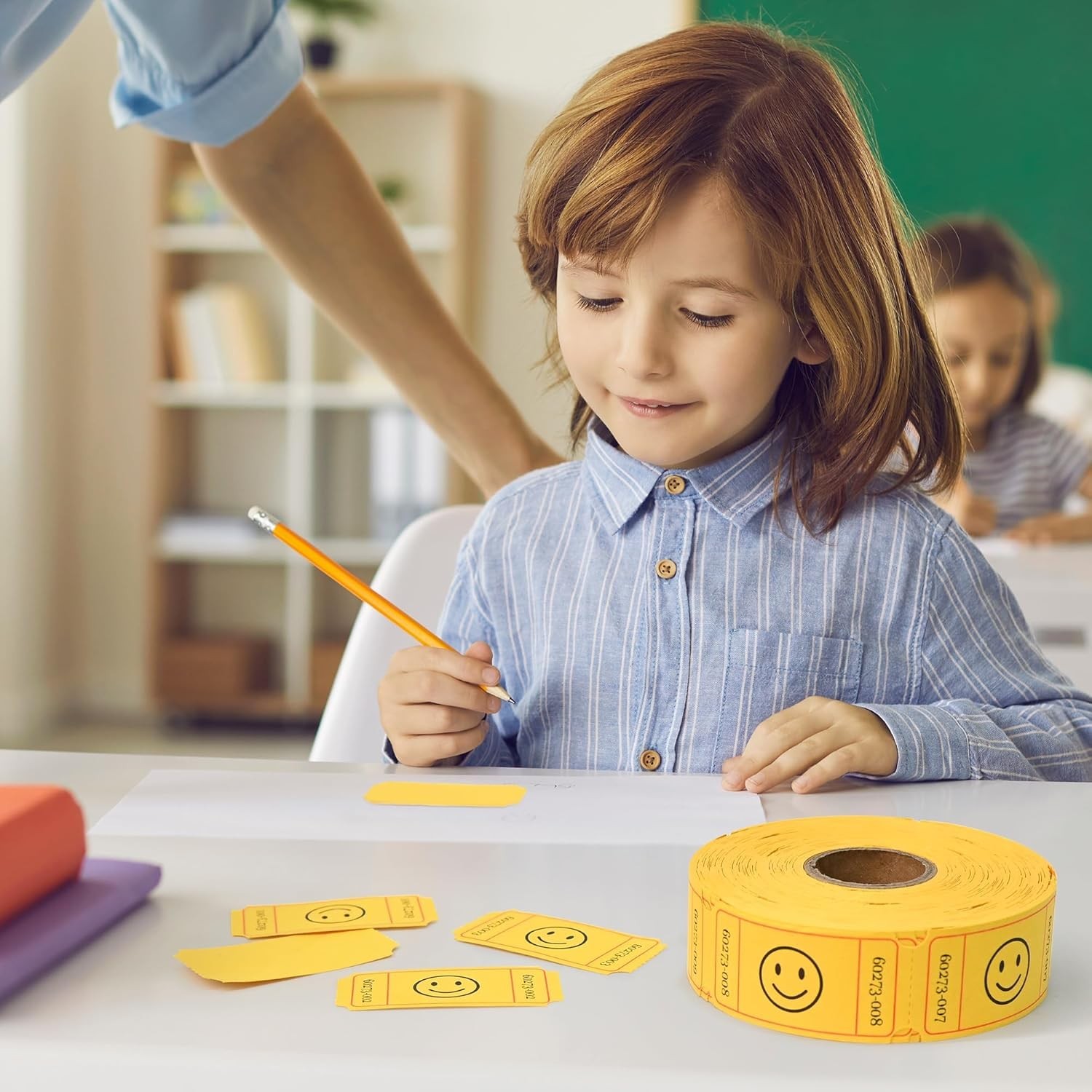 500 Raffle Tickets, Smile,Yellow6 Color Selection, Single Roll, Ticket for Ev...