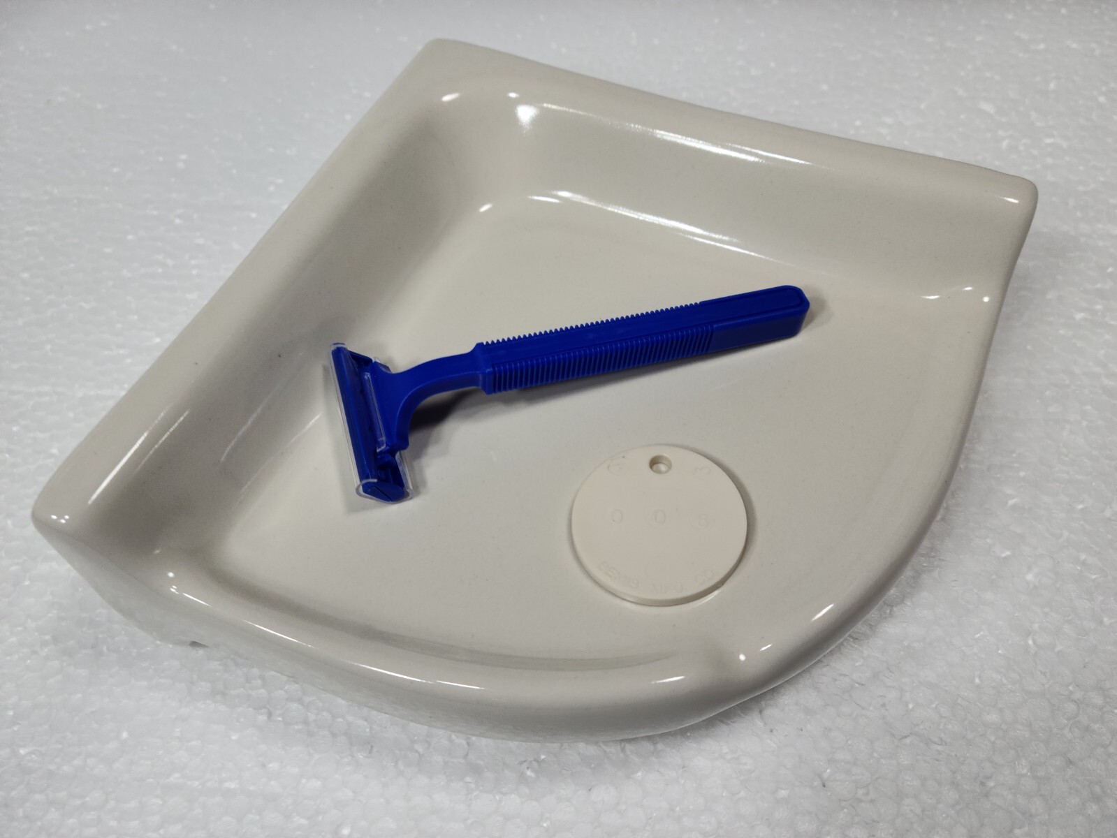 Beige Almond Bone Ceramic Shower Corner Tray Soap Dish Shampoo Holder Color 0135