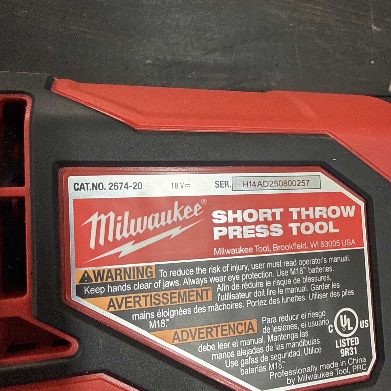 Milwaukee M18 short throw press tool 2674-20 with 3 head Please Read !!!