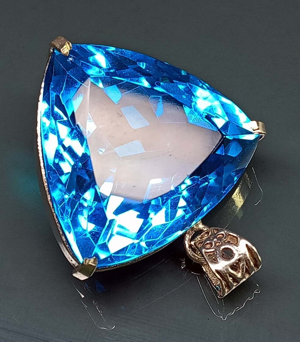 Trillion Cut 122.40 Ct Blue Topaz Pendant Natural Gemstone EGL Certified PD038