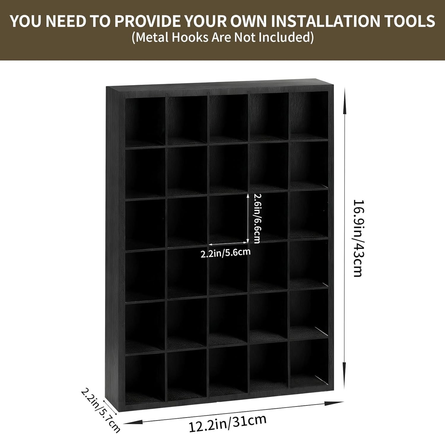 2-Pack Wall Mount Display Case, 30-Slot Shadow Box for Shot Glasses & Bar Decor