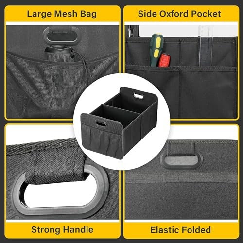 Trunk Organizer for Car/SUV/Truck, Collapsiblement 1 Pack Black New 2 Compart