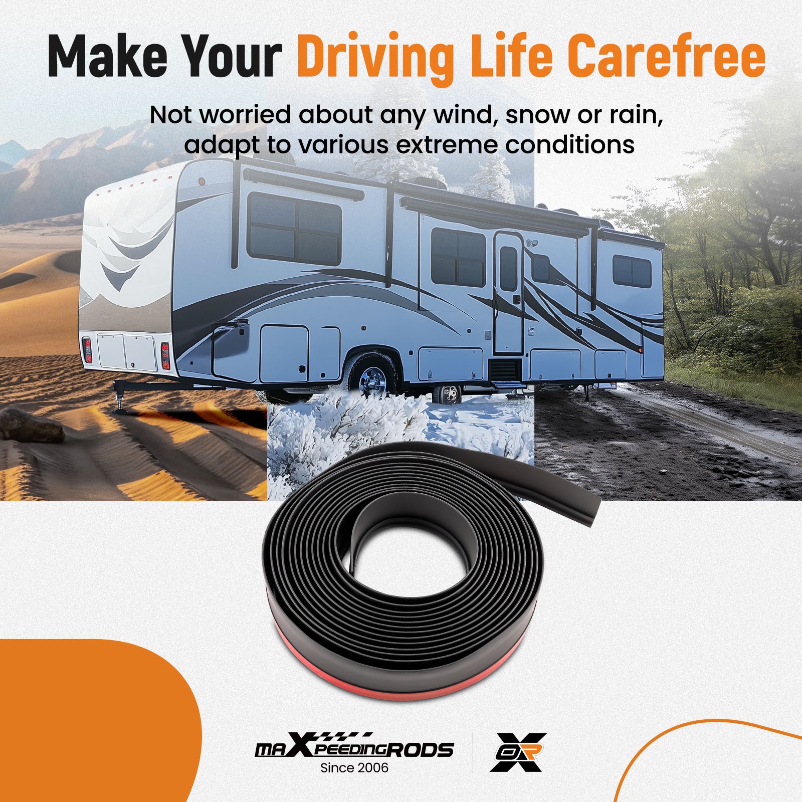 RV Slide Out Seal Wiper 1/2'' x 2.75in x 35ft Replacement Weather Strip Black