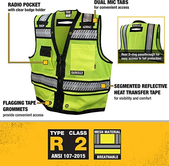 DEWALT DSV521 HEAVY DUTY Class 2 Heavy Duty Surveyor Vest