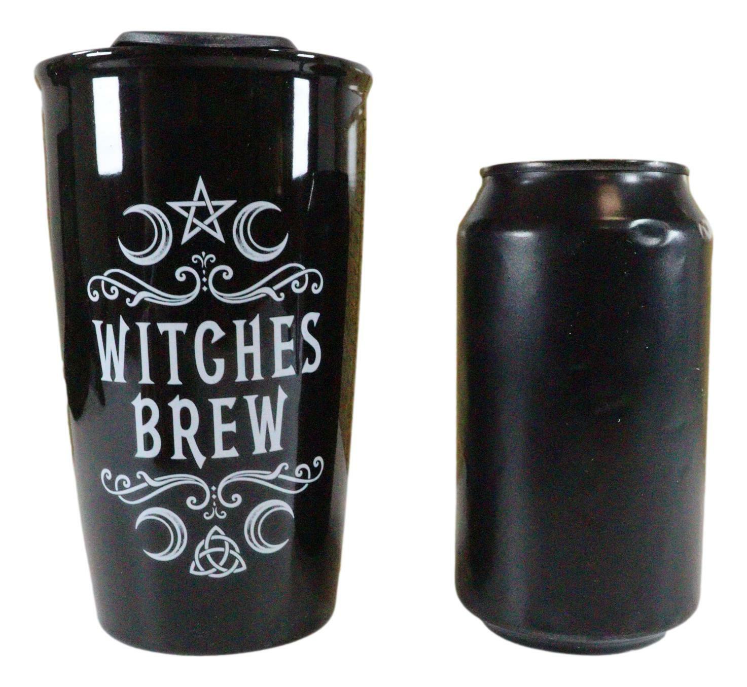 Ebros Gothic Triple Moon Pentacle Witches Brew Ceramic Travel Mug Coffee Cup