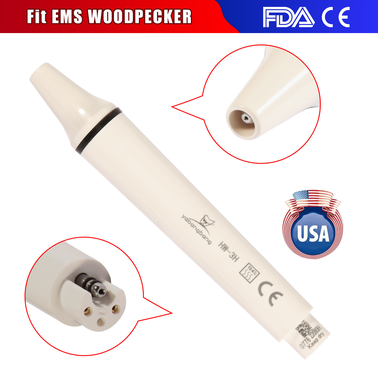 Dental Piezo Ultrasonic Scaler Handpiece fits EMS WOODPECKER Cavitron 135℃ HW-3H