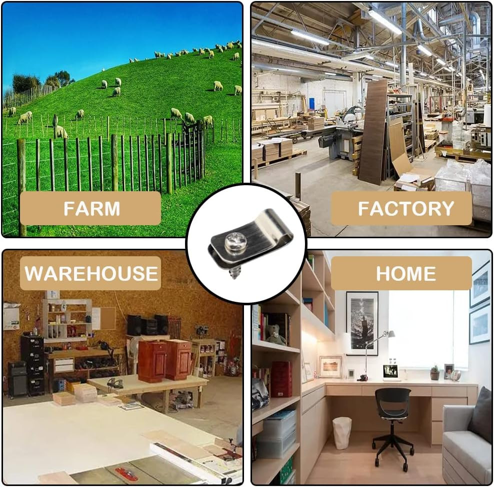 100 Pcs Wire Fence Clips Metal Clamps Stainless Steel Fencing Mounting Clips for