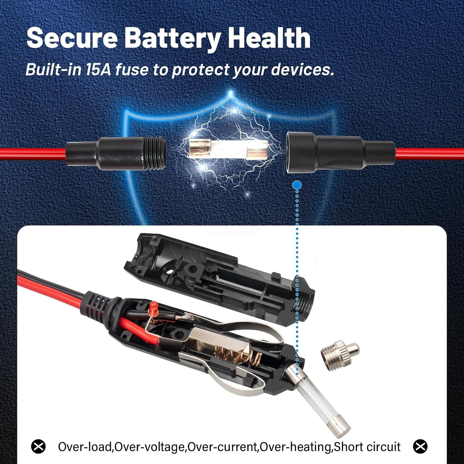 2x 3-Pin CB Radio Power Cord with Cigarette Lighter Socket Extension For Cobra