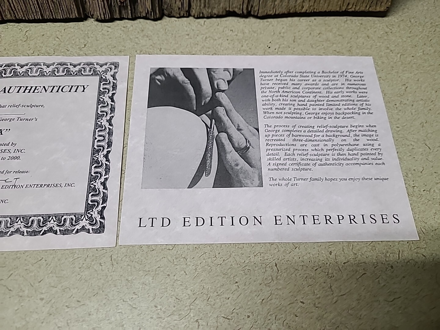 GEORGE TURNER 1996 LIMITED EDITION HAND PAINTED RELIEF SCULPTURE "RED FOX" ART