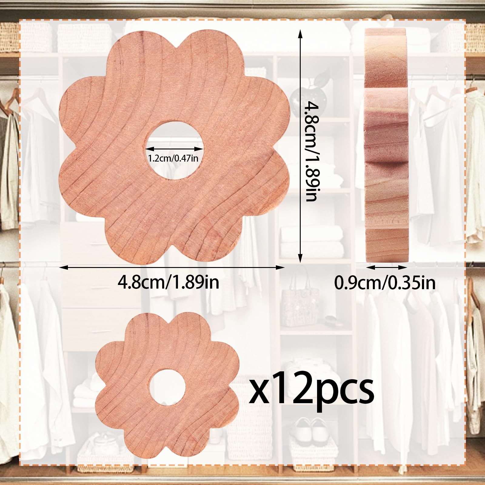 12 Pcs Cedar Blocks for Clothes Storage Flower Cedar Chips for Closets and Drawe