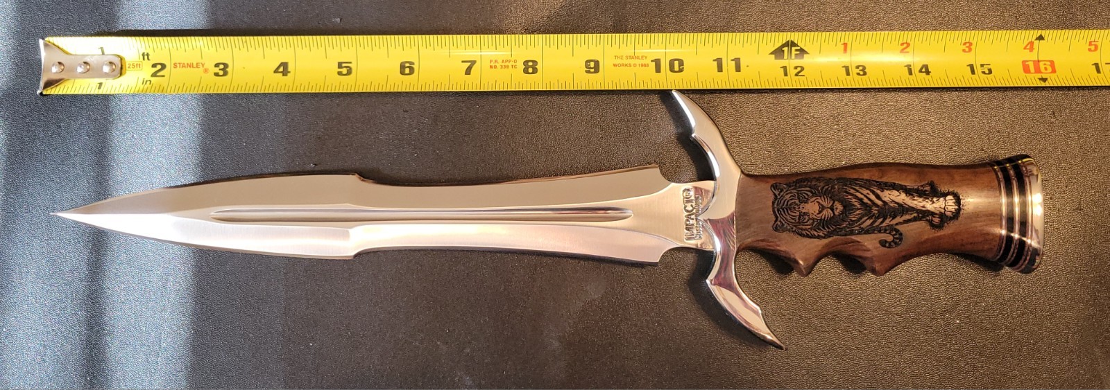 Impact Cutlery Custom D2 Steel Dagger Knife Engraved Rosewood Handle- 2402