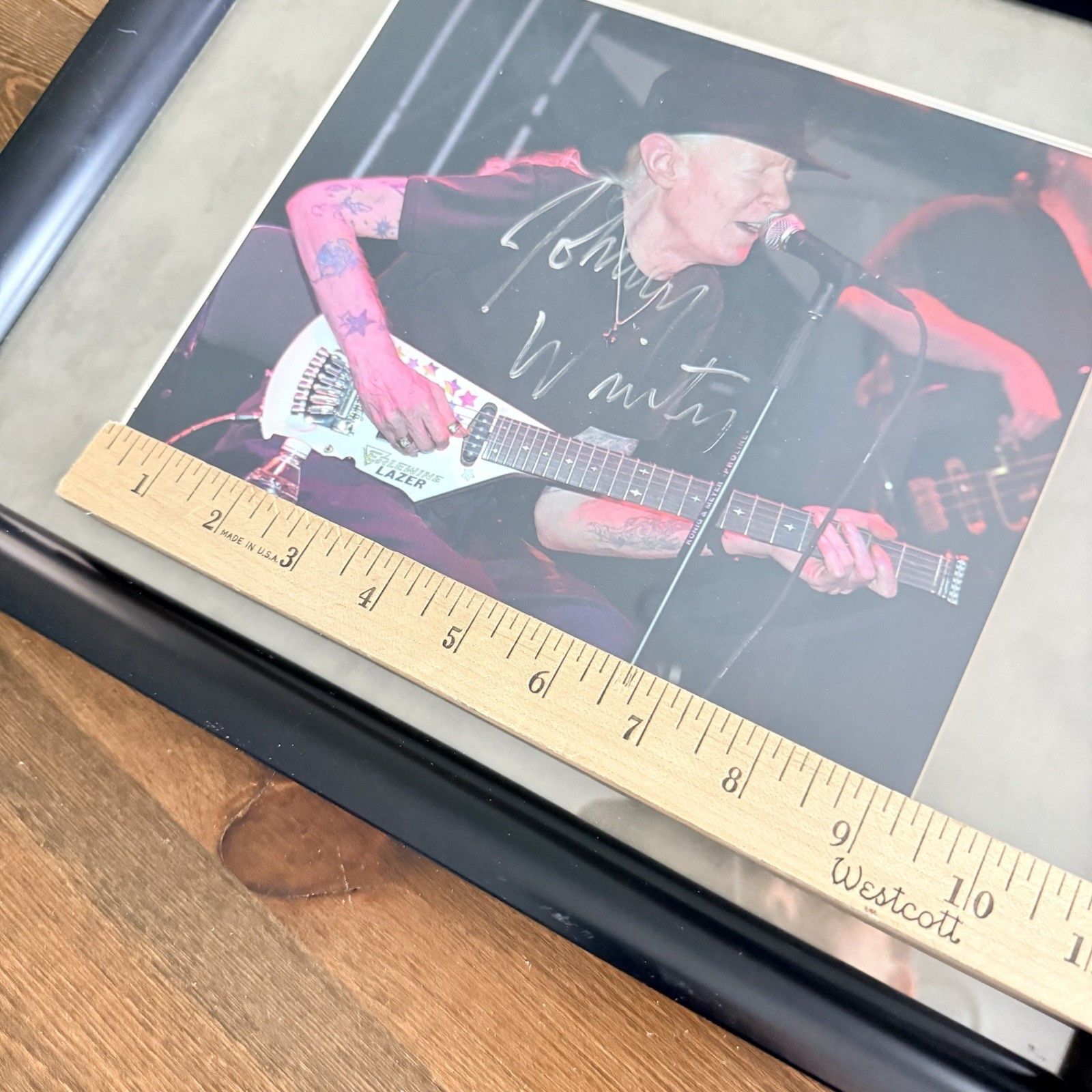 JOHNNY WINTER Signed Autograph 15x12" Framed Photo