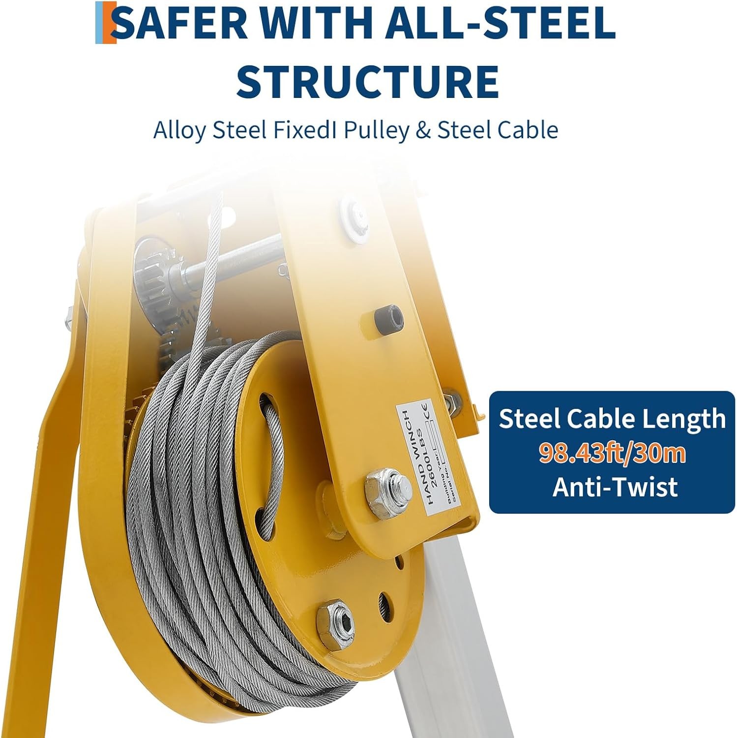 1200Lbs Confined Space Tripod Kit Winch 7' Legs & 98' Cable 33' Fall Protection