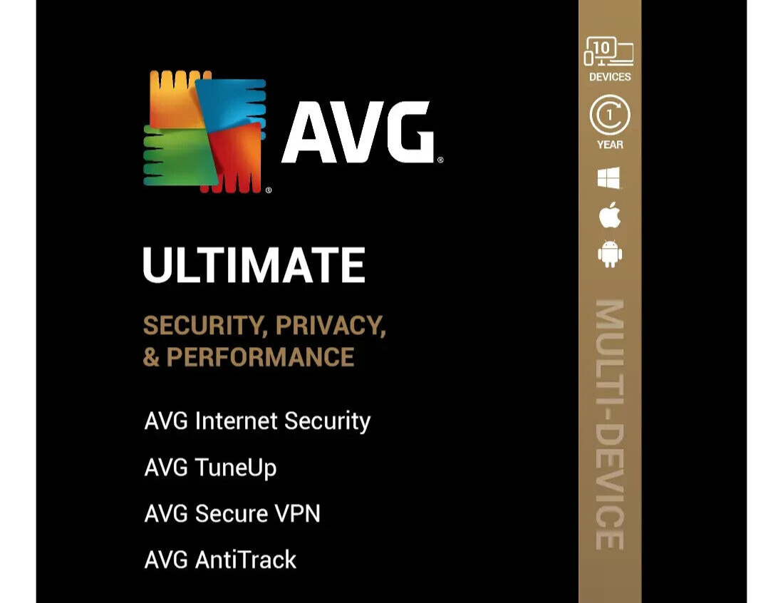 AVG Ultimate 2024 10 Device 1 Year for PC Mac Android iOS Same Day Email Code