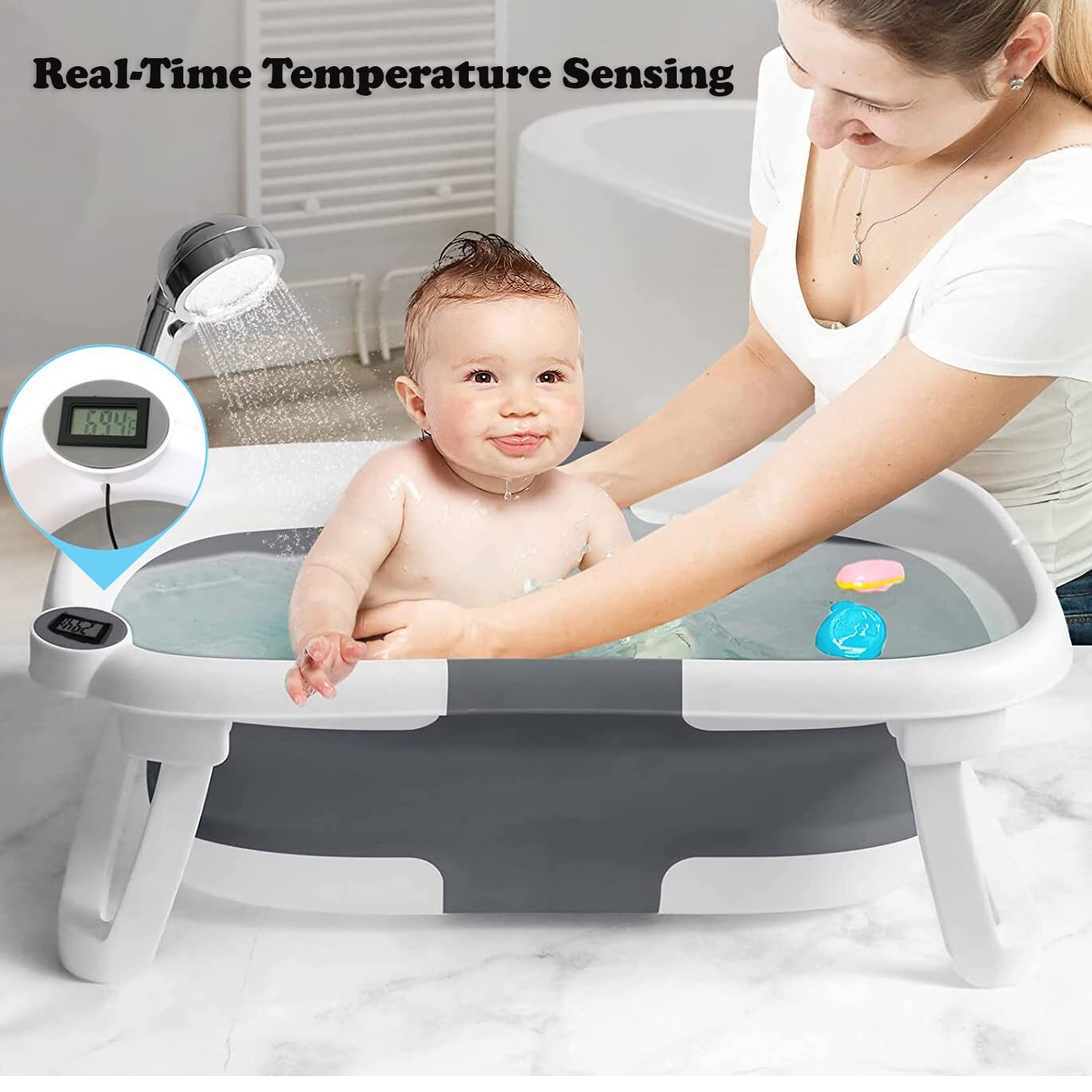 Foldable Baby Bath Tub Collapsible Newborn Safety Infant Shower Bathtub New